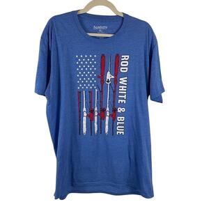 Fisherman Rod White & Blue Tee Men’s Size XL